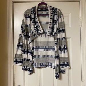 Blue, Gray and White Cardigan